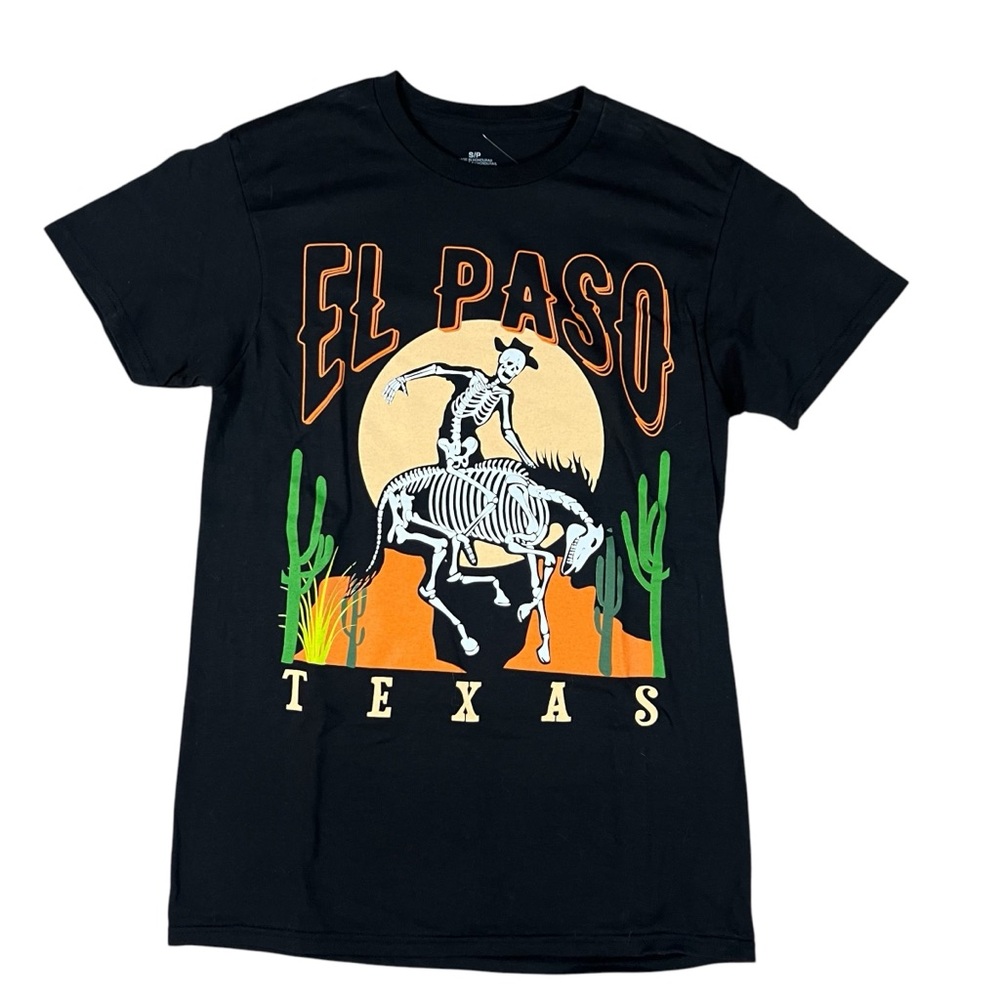 Nordstrom Philcos- NWT Black Small El Paso Texas Skeleton Graphic T- Shirt
